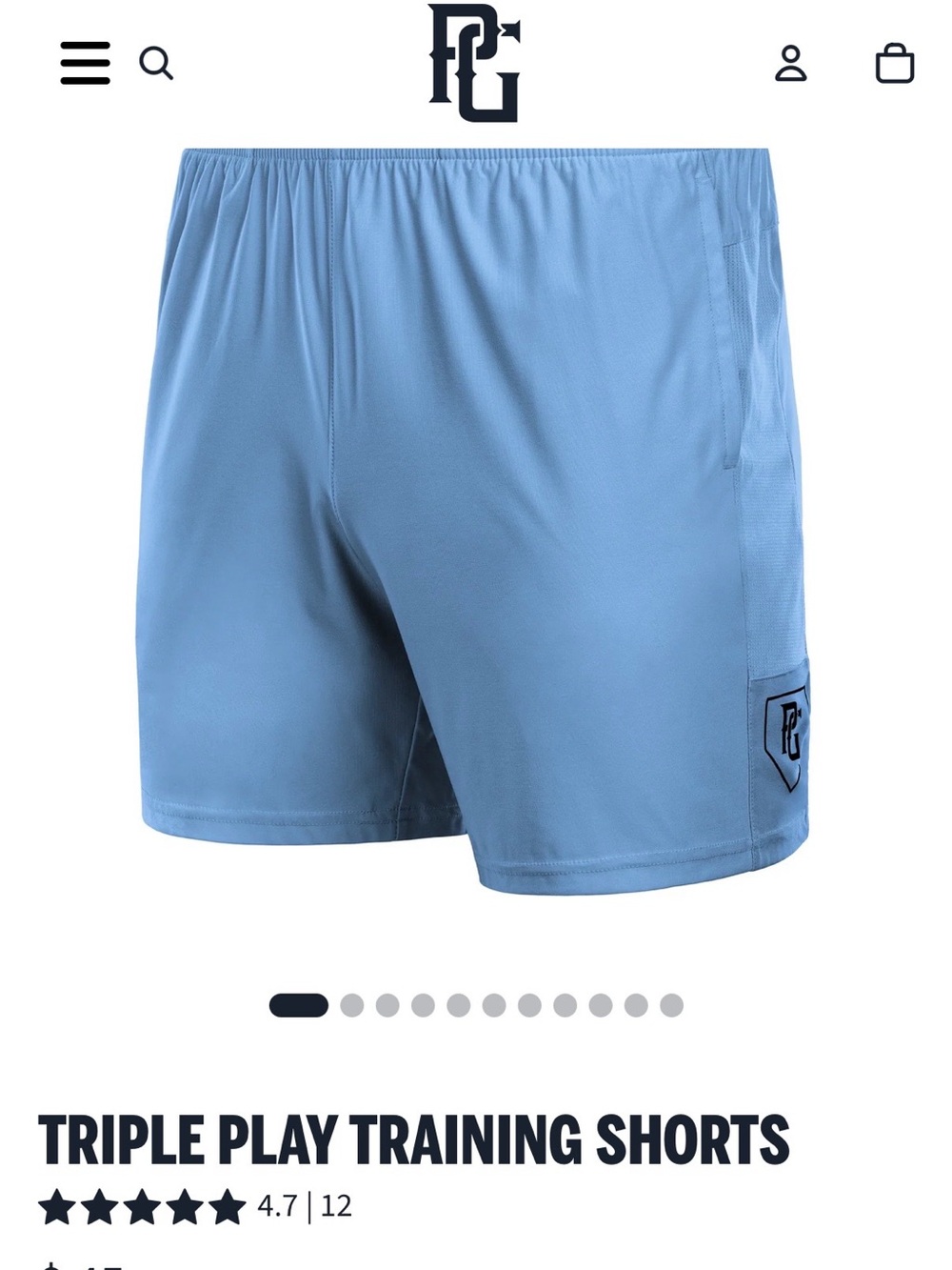 Perfect Game PG Triple Play Kids' Light Blue Training Shorts